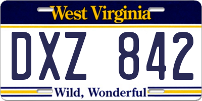 WV license plate DXZ842