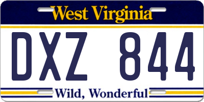 WV license plate DXZ844