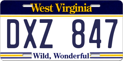 WV license plate DXZ847