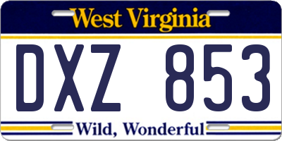 WV license plate DXZ853