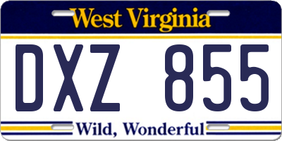 WV license plate DXZ855