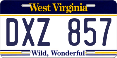 WV license plate DXZ857