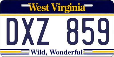 WV license plate DXZ859