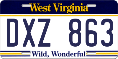 WV license plate DXZ863