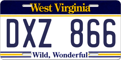 WV license plate DXZ866