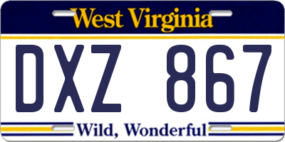 WV license plate DXZ867