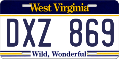 WV license plate DXZ869