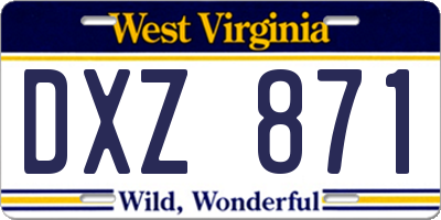 WV license plate DXZ871