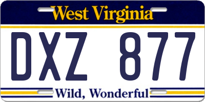 WV license plate DXZ877