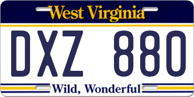 WV license plate DXZ880