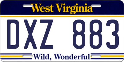 WV license plate DXZ883