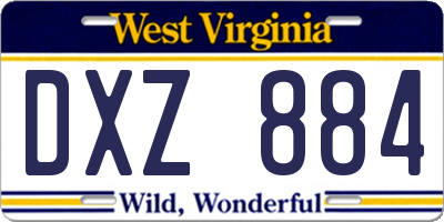 WV license plate DXZ884