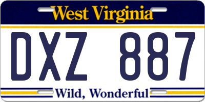 WV license plate DXZ887