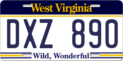 WV license plate DXZ890