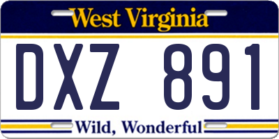 WV license plate DXZ891