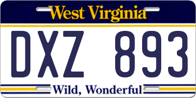 WV license plate DXZ893