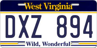WV license plate DXZ894
