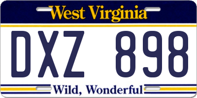 WV license plate DXZ898