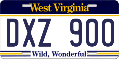 WV license plate DXZ900