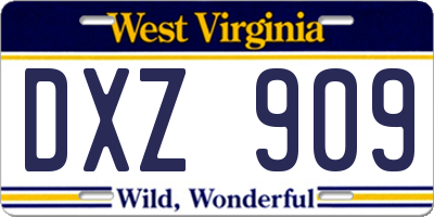 WV license plate DXZ909