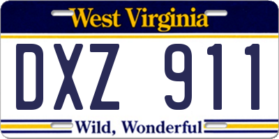 WV license plate DXZ911