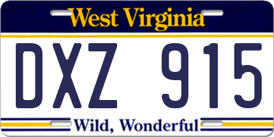WV license plate DXZ915
