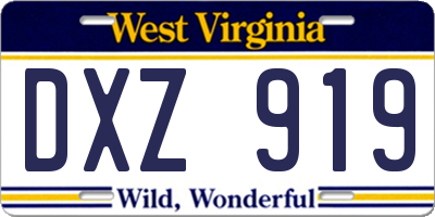 WV license plate DXZ919