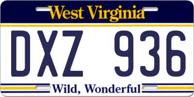 WV license plate DXZ936