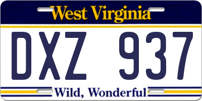 WV license plate DXZ937