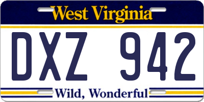 WV license plate DXZ942
