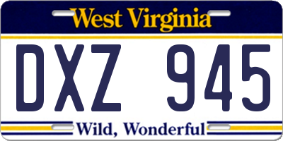 WV license plate DXZ945