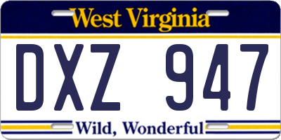 WV license plate DXZ947