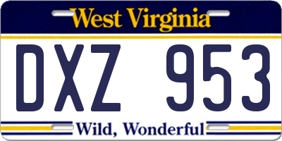 WV license plate DXZ953