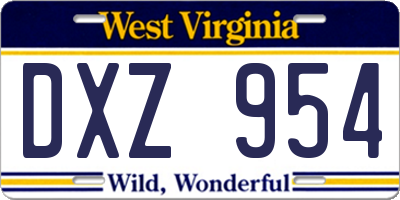 WV license plate DXZ954