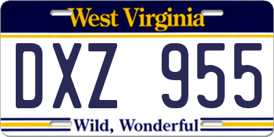 WV license plate DXZ955