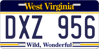 WV license plate DXZ956