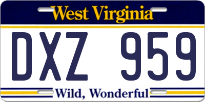 WV license plate DXZ959