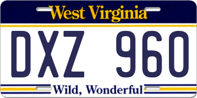 WV license plate DXZ960