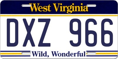 WV license plate DXZ966