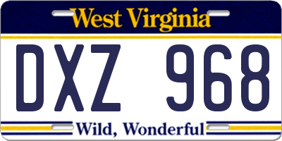 WV license plate DXZ968