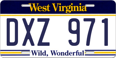 WV license plate DXZ971