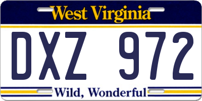 WV license plate DXZ972