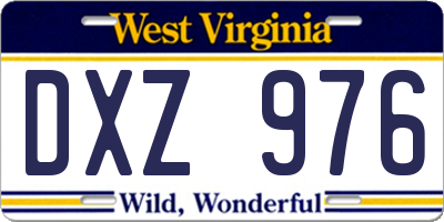 WV license plate DXZ976