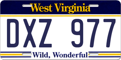 WV license plate DXZ977