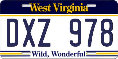 WV license plate DXZ978