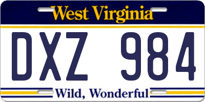 WV license plate DXZ984