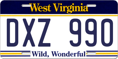 WV license plate DXZ990