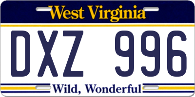 WV license plate DXZ996