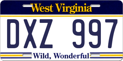 WV license plate DXZ997