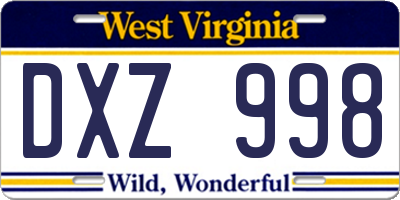 WV license plate DXZ998